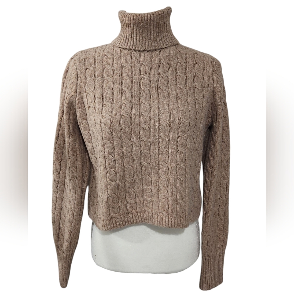 Jessica Simpson Tan Cropped Turtleneck Sweater. Size Jr's. L